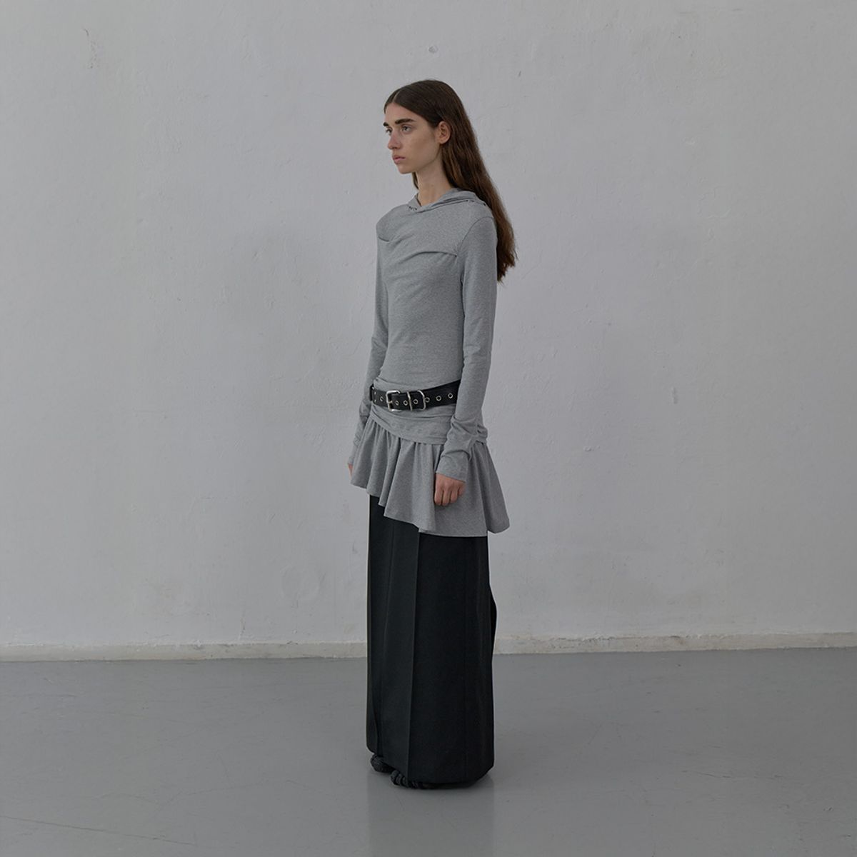 엘씨디씨티엠(LCDC™) HOODED JERSEY DRESS (MELANGE GREY)