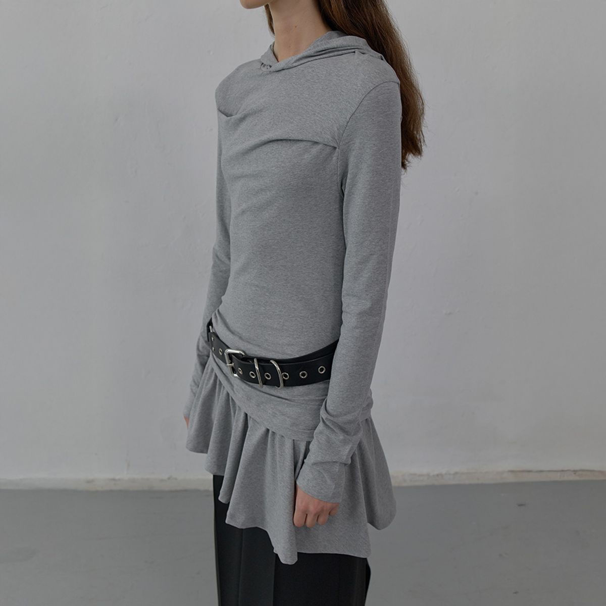 엘씨디씨티엠(LCDC™) HOODED JERSEY DRESS (MELANGE GREY)