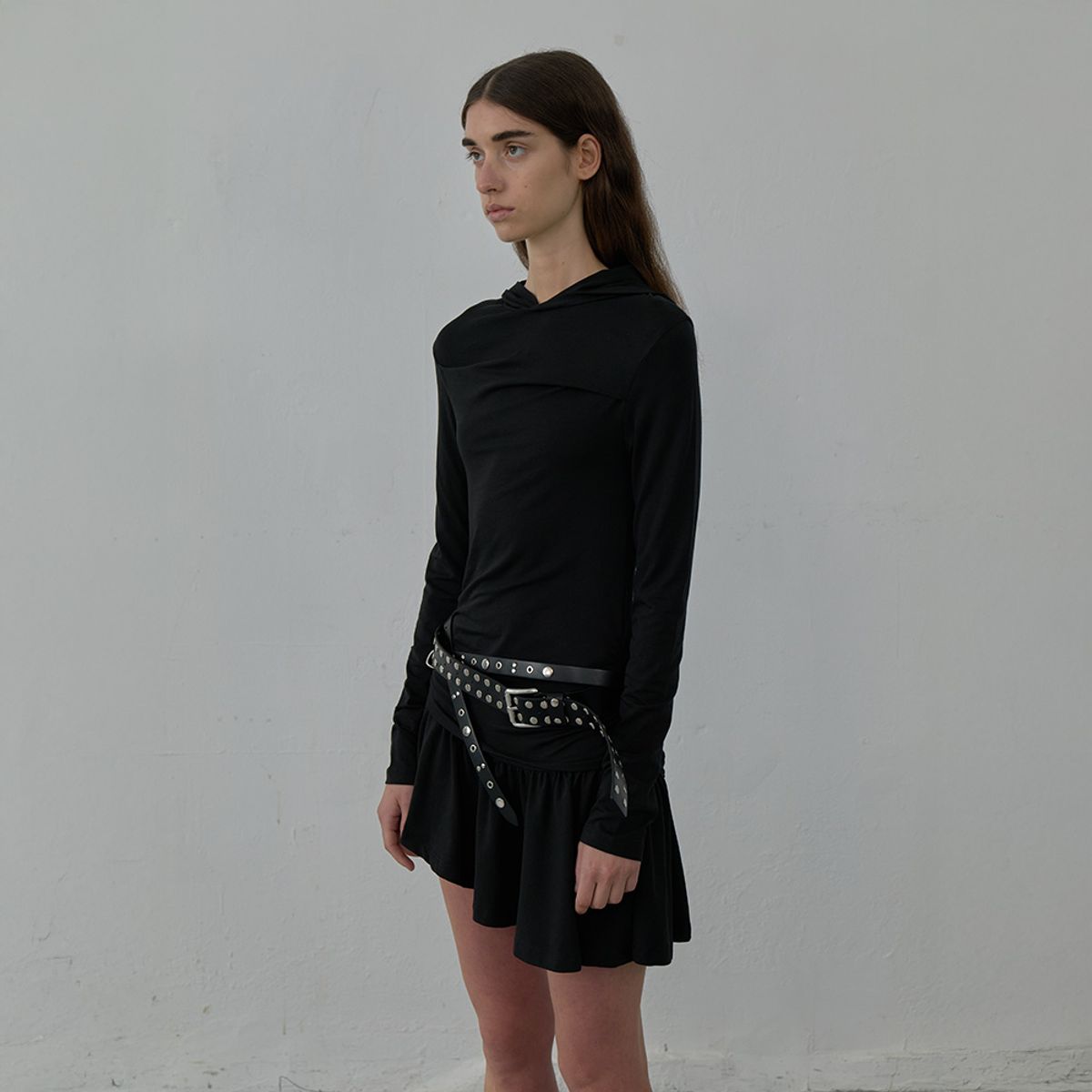 엘씨디씨티엠(LCDC™) HOODED JERSEY DRESS (BLACK)