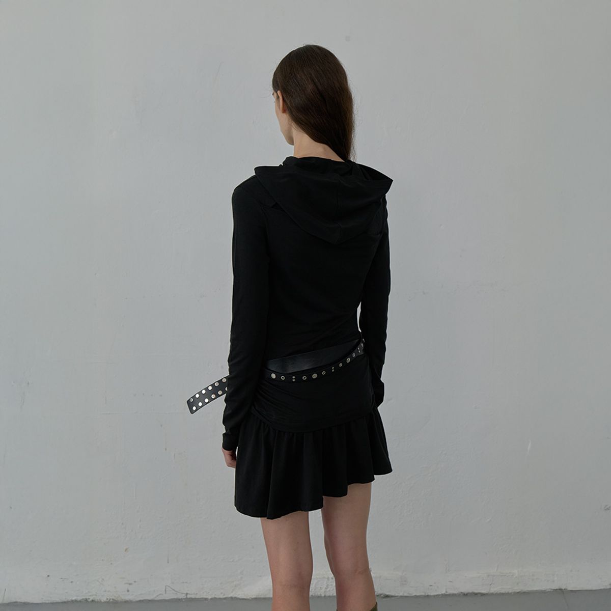 엘씨디씨티엠(LCDC™) HOODED JERSEY DRESS (BLACK)