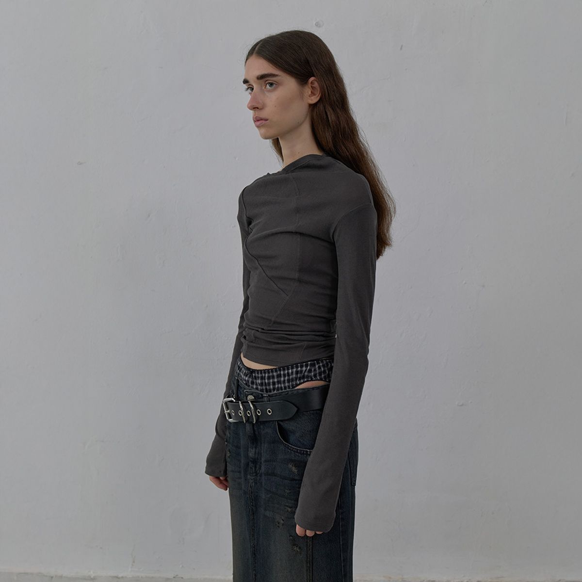 엘씨디씨티엠(LCDC™) NEW CURVED LONG SLEEVE TOP (GREY)