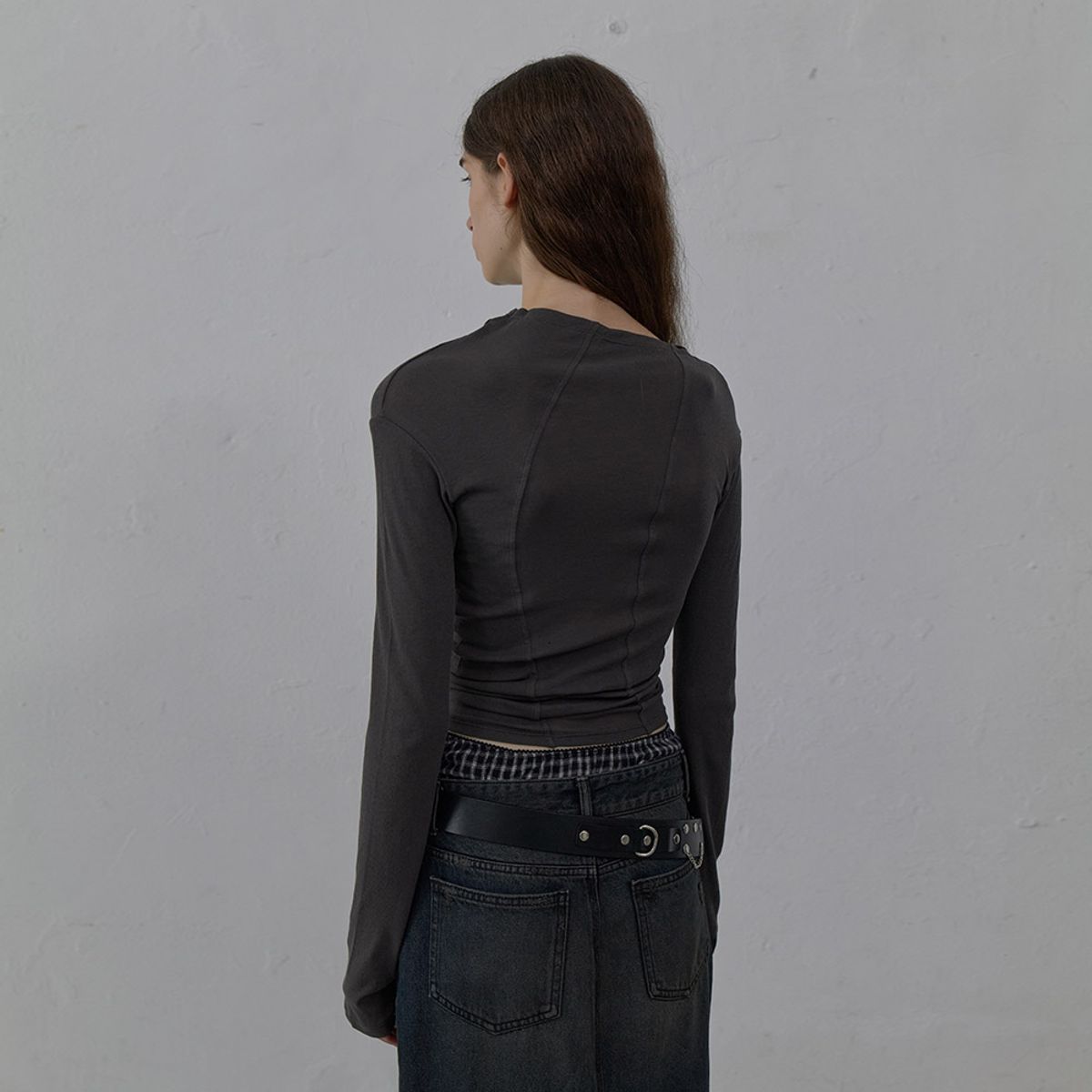 엘씨디씨티엠(LCDC™) NEW CURVED LONG SLEEVE TOP (GREY)