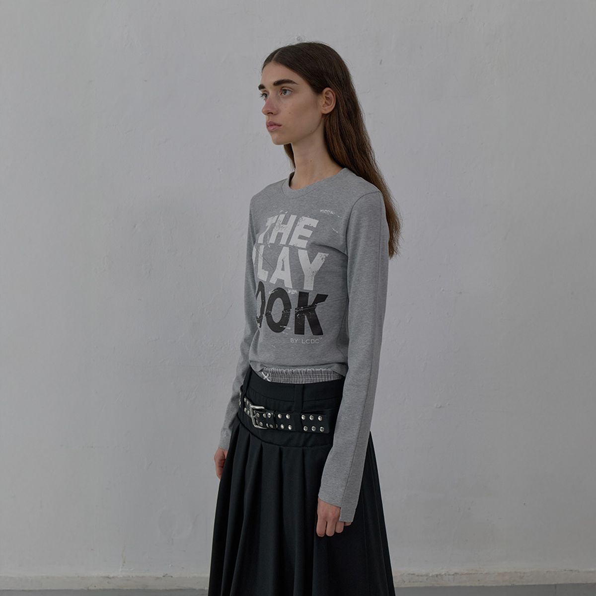 엘씨디씨티엠(LCDC™) PRINTED JERSEY TOP (MELANGE GREY)
