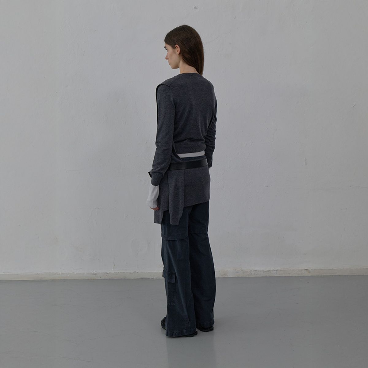 엘씨디씨티엠(LCDC™) TIED DETAIL KNIT TOP (MELANGE GREY)