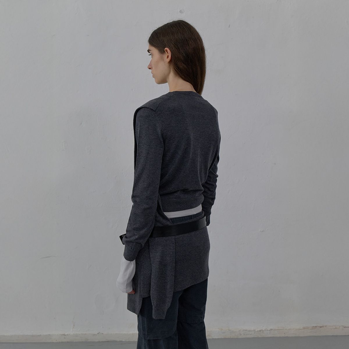 엘씨디씨티엠(LCDC™) TIED DETAIL KNIT TOP (MELANGE GREY)
