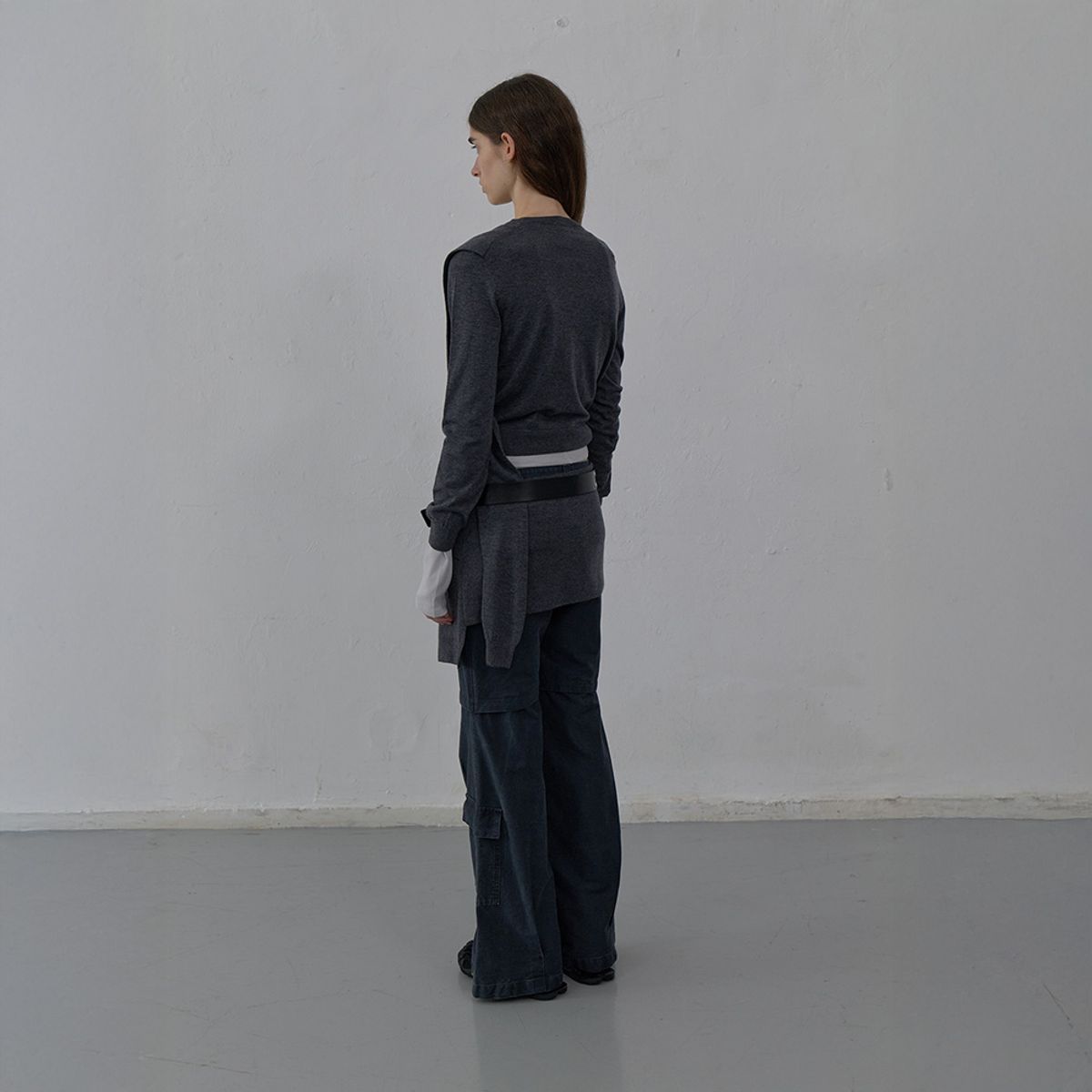 엘씨디씨티엠(LCDC™) TIED DETAIL LAYERED KNIT SKIRT (MELANGE GREY)