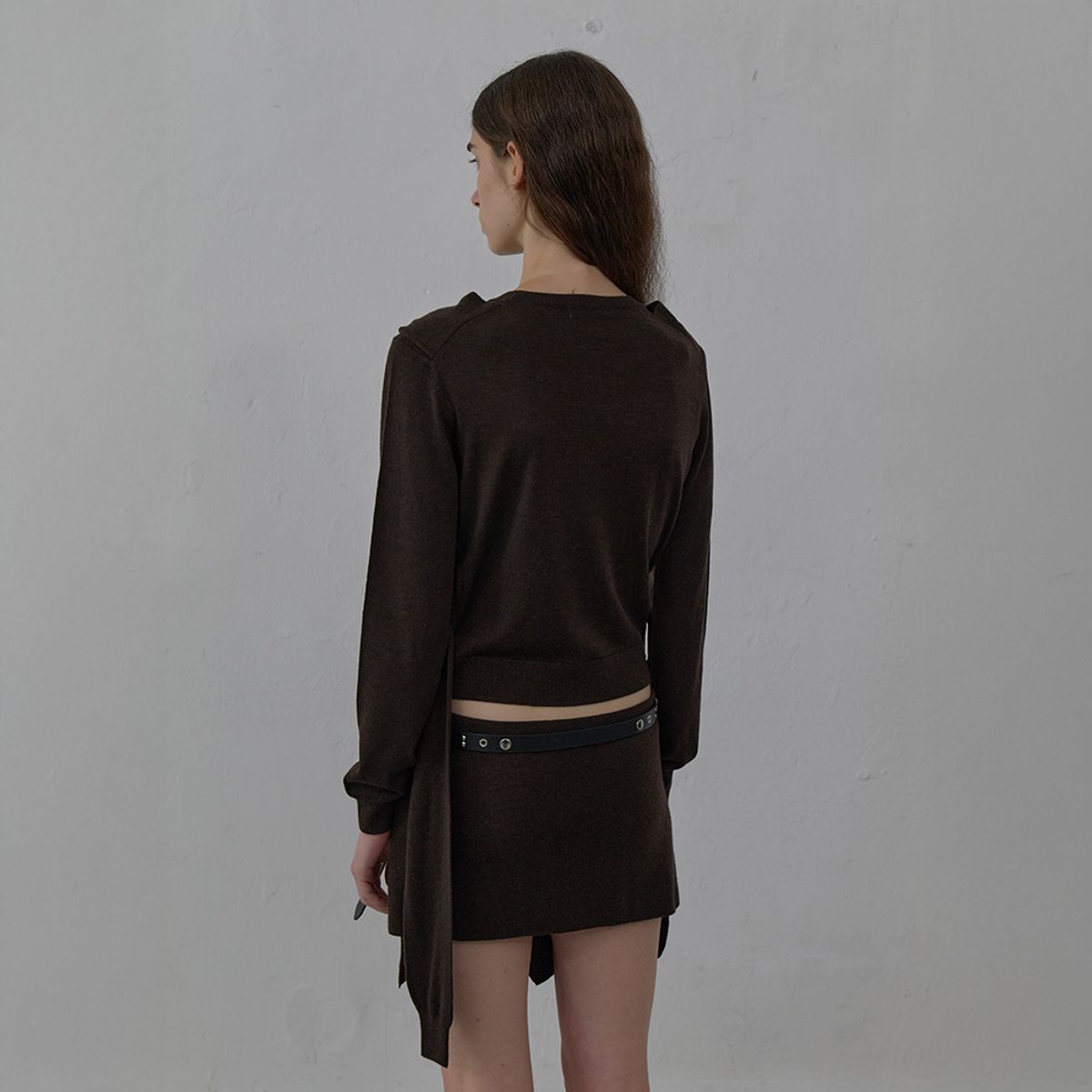 엘씨디씨티엠(LCDC™) TIED DETAIL LAYERED KNIT SKIRT (BROWN)