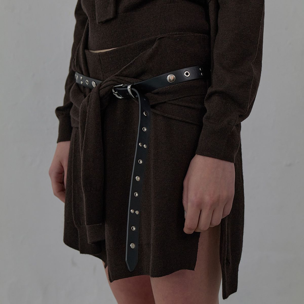 엘씨디씨티엠(LCDC™) TIED DETAIL LAYERED KNIT SKIRT (BROWN)