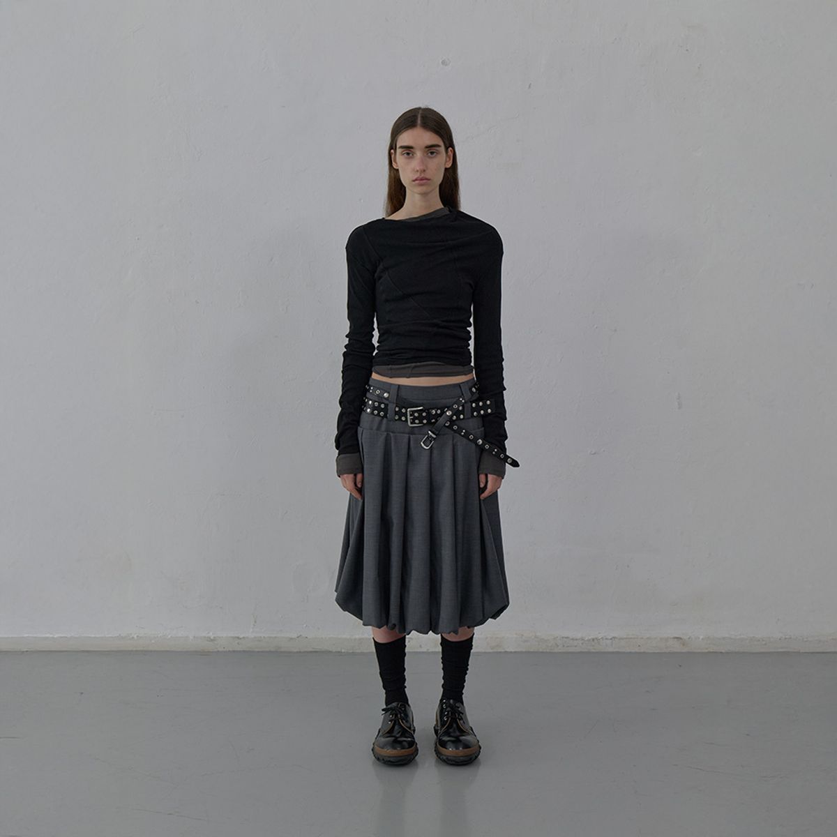 엘씨디씨티엠(LCDC™) TAILORED VOLUME SKIRT (MELANGE GREY)