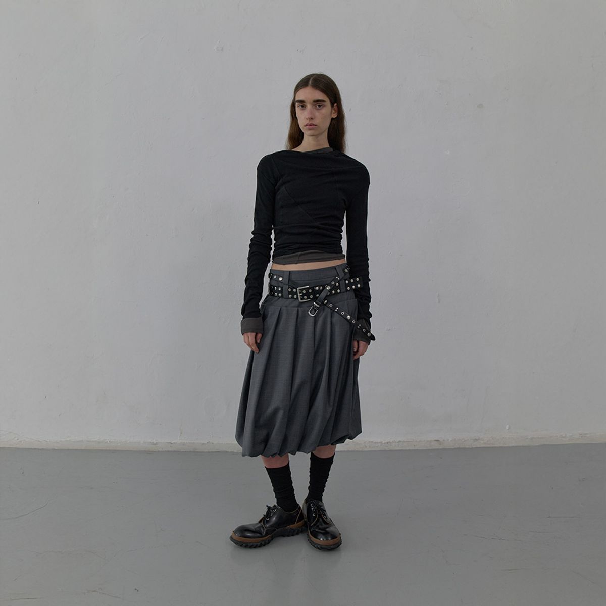 엘씨디씨티엠(LCDC™) TAILORED VOLUME SKIRT (MELANGE GREY)