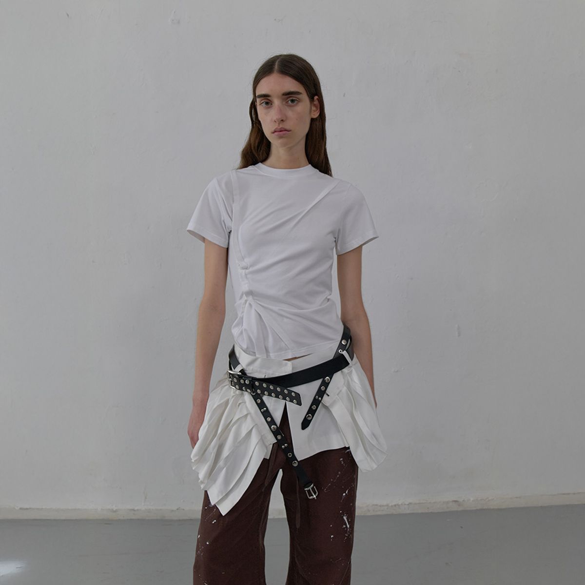 엘씨디씨티엠(LCDC™) PLEATS DETAIL LAYERED SKIRT (WHITE)