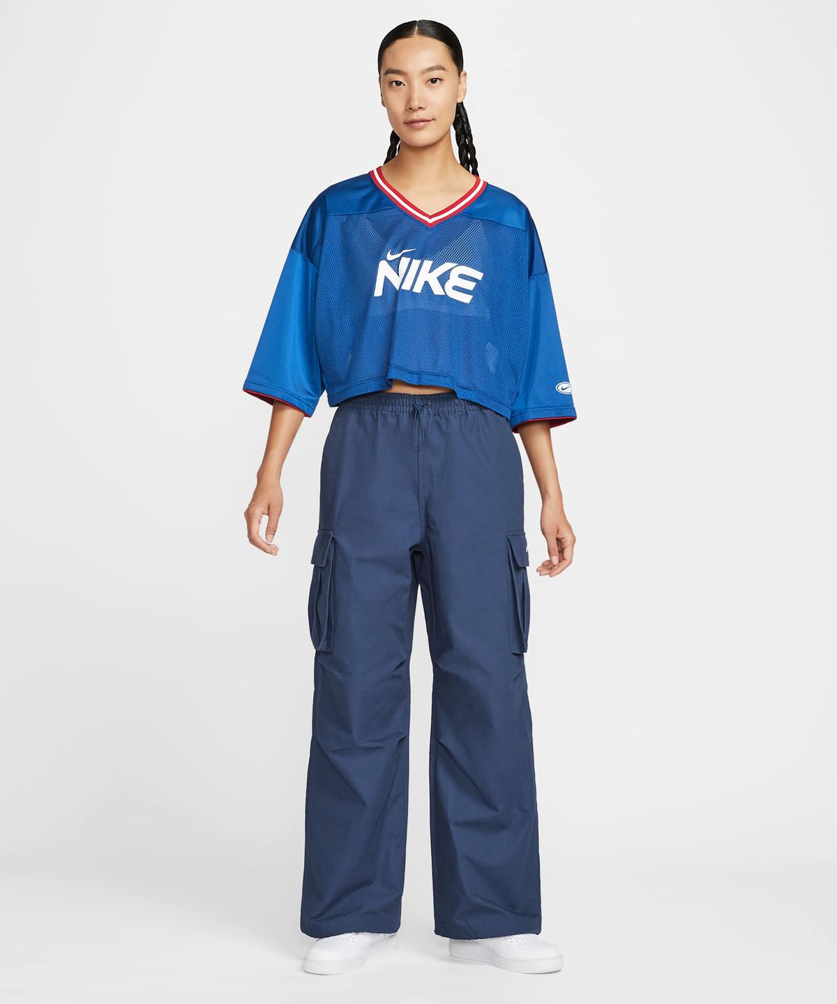 나이키(NIKE) 스포츠웨어 미드라이즈 오버사이즈 우븐 카고 팬츠 W - 미드나이트 네이비:세일 / HV1967-410