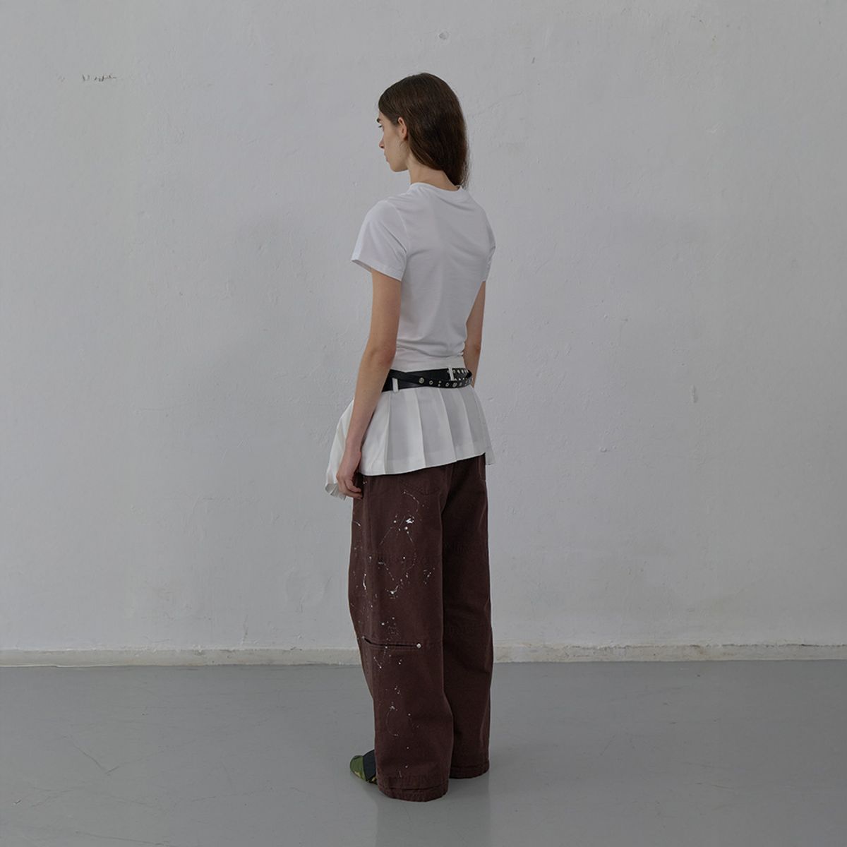 엘씨디씨티엠(LCDC™) PAINT EFFECT WIDE-LEG TROUSERS (BROWN)