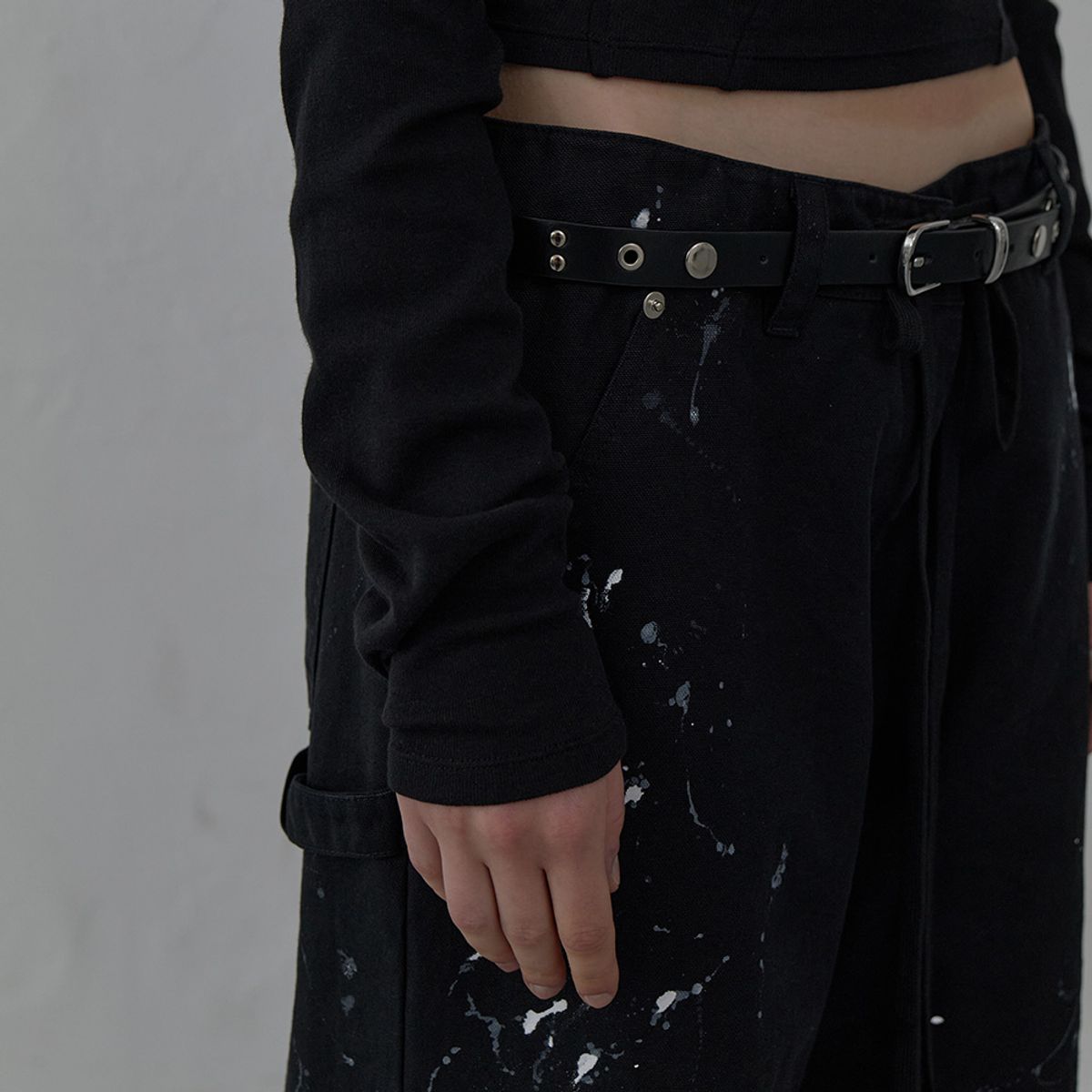 엘씨디씨티엠(LCDC™) PAINT EFFECT WIDE-LEG TROUSERS (BLACK)