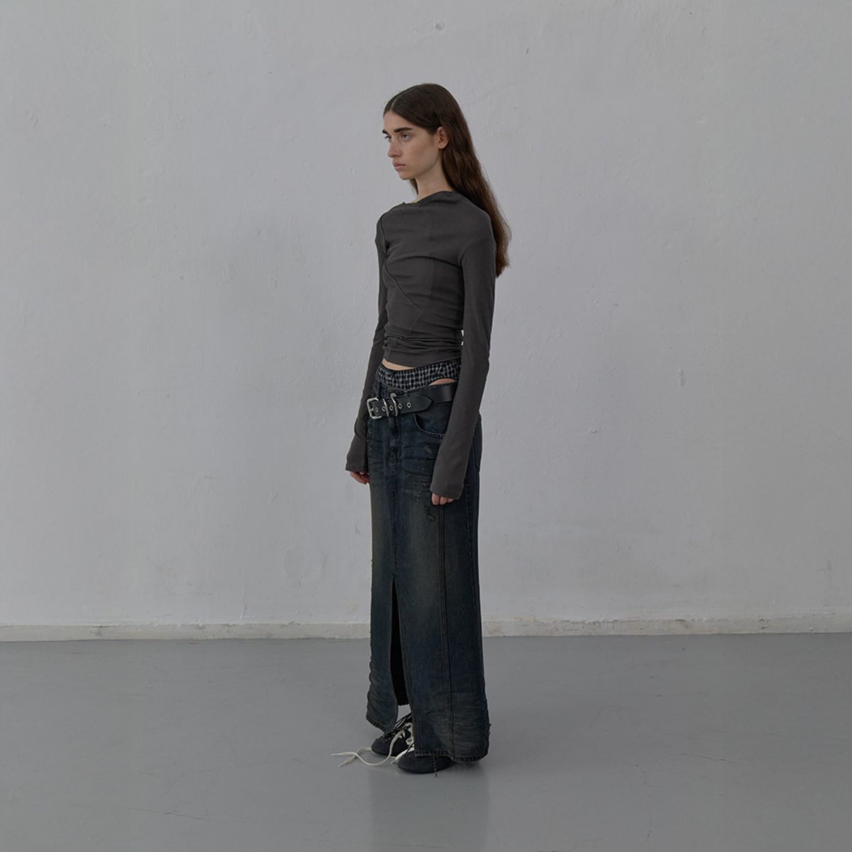 엘씨디씨티엠(LCDC™) DENIM LONG SKIRT (DARK BLUE)