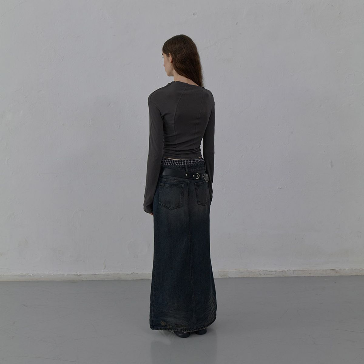 엘씨디씨티엠(LCDC™) DENIM LONG SKIRT (DARK BLUE)