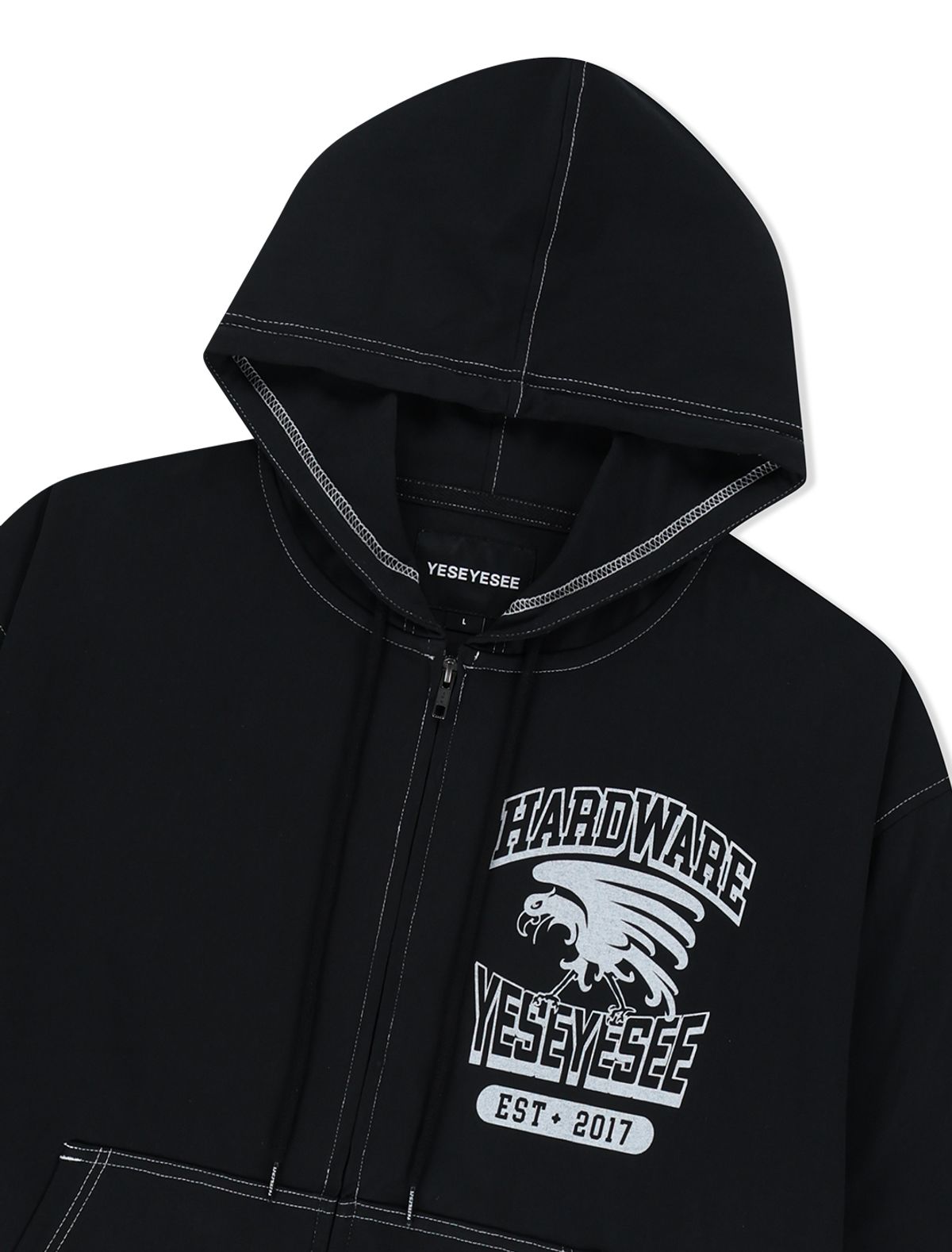 예스아이씨(YESEYESEE) Y.E.S Single Stitch Hoodie Black