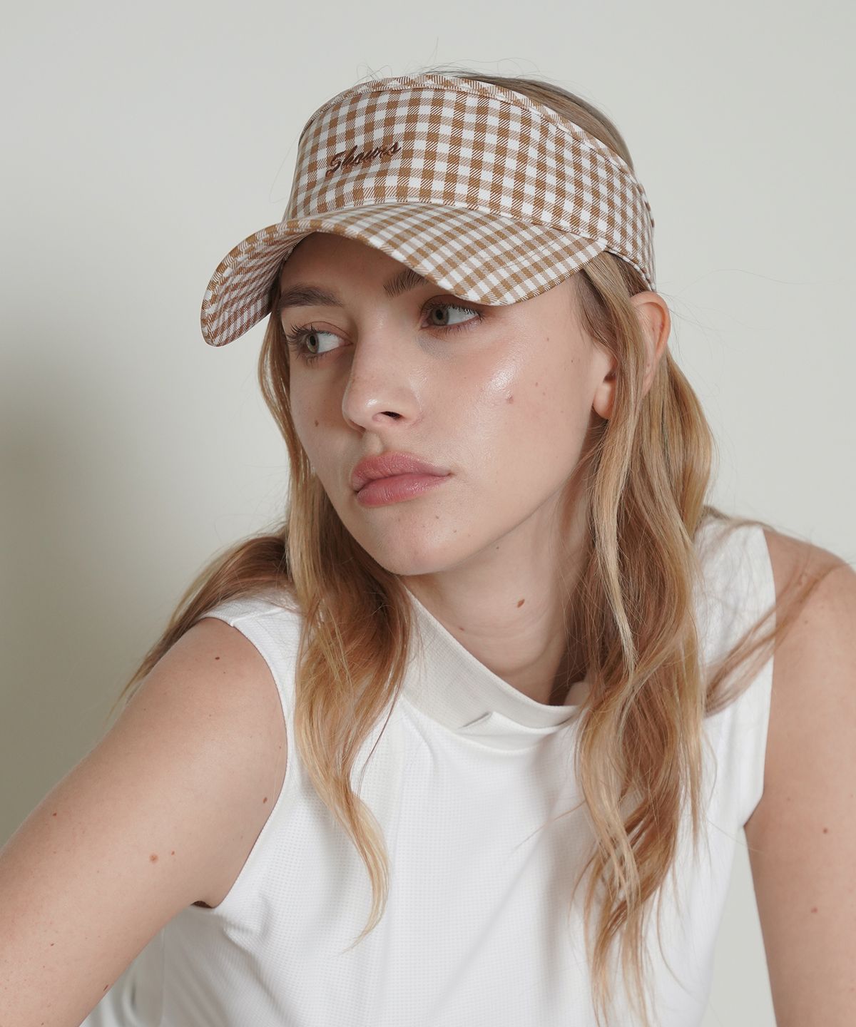 파이브아워스(5HOURS) Gingham Check SUNVISOR _ BEIGE