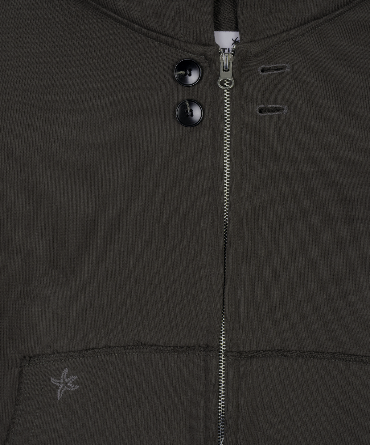 더콜디스트모먼트(THE COLDEST MOMENT) TCM vintage button hooded zip-up (charcoal)