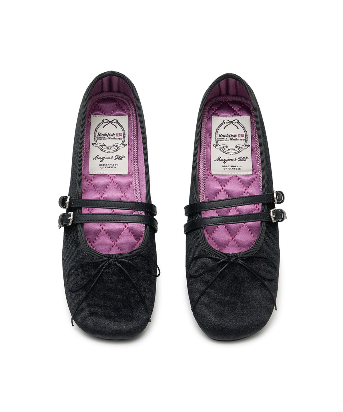 락피쉬웨더웨어(ROCKFISH WEATHERWEAR) SQUARE TOE TWO STRAP MARYJANES(VELVET) - 4 colors