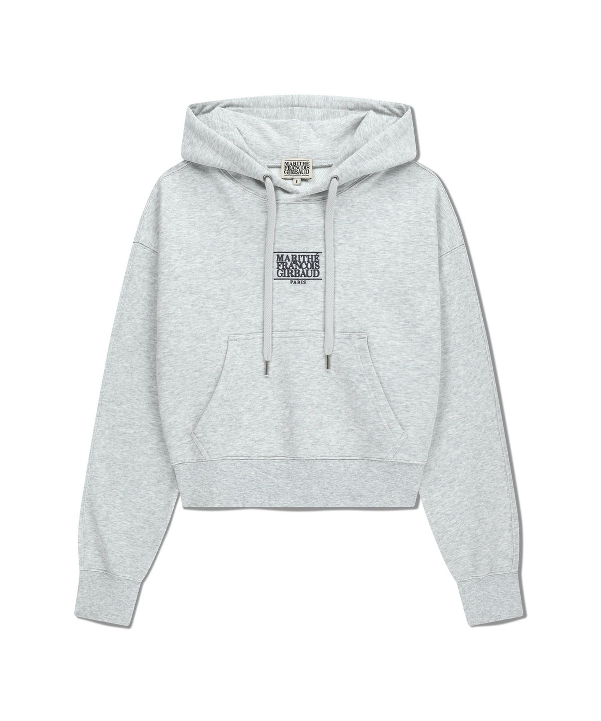 마리떼 프랑소와 저버(MARITHÉ + FRANҪOIS GIRBAUD) W SMALL CLASSIC LOGO CROP HOODIE light heather gray
