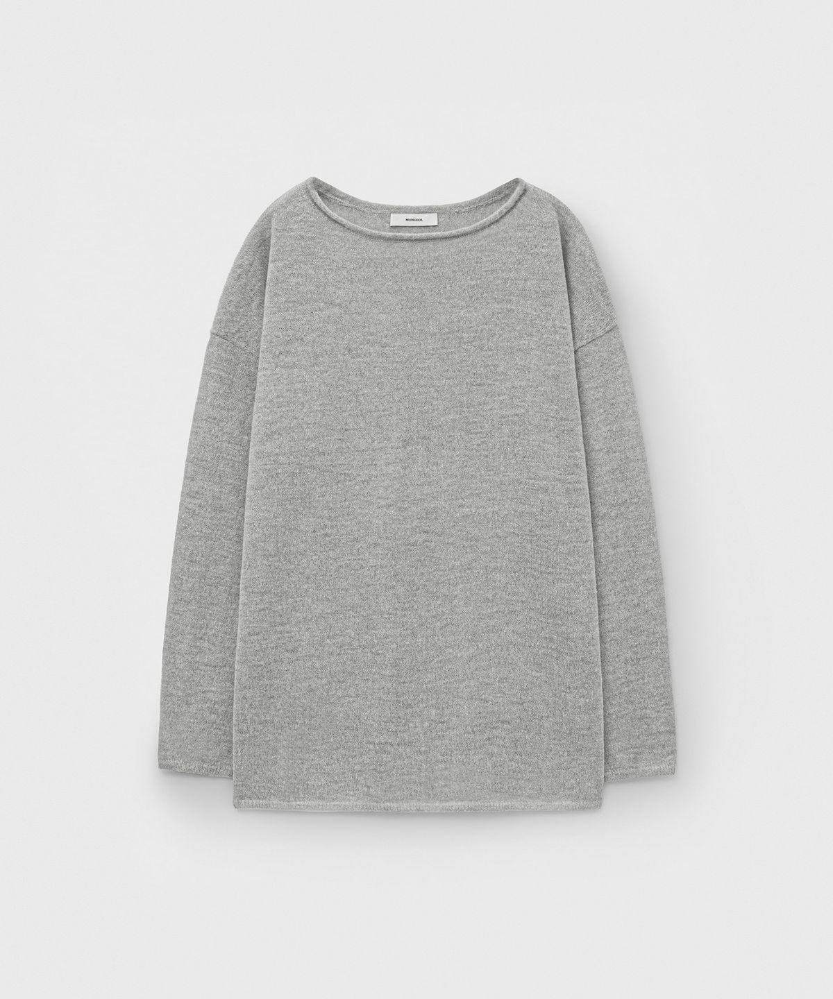 몽돌(MONGDOL) 루즈 알파카 보트넥 니트 탑 그레이 MDKT119GRAY