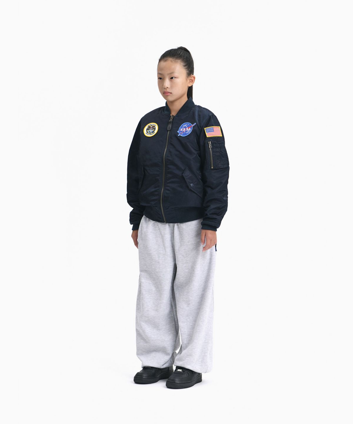 알파 인더스트리 키즈(ALPHA INDUSTRIES KIDS) 키즈 나사 MA-1 자켓 레플리카 블루