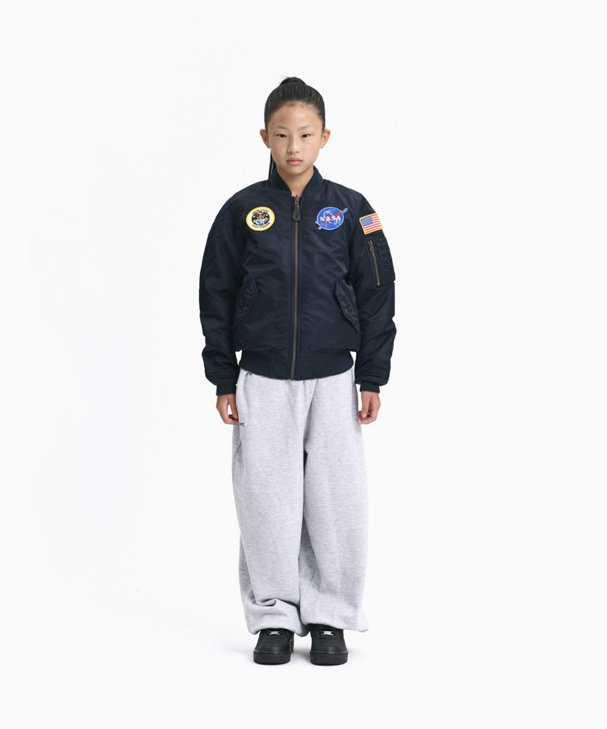 알파 인더스트리 키즈(ALPHA INDUSTRIES KIDS) 키즈 나사 MA-1 자켓 레플리카 블루