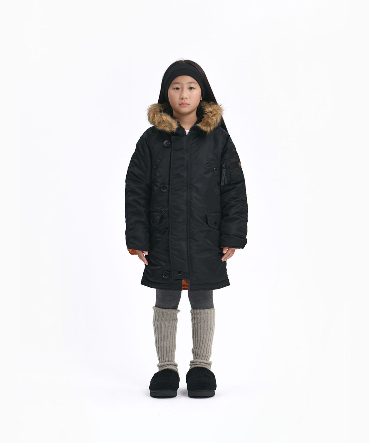 알파 인더스트리 키즈(ALPHA INDUSTRIES KIDS) 키즈 N-3B 파카 블랙