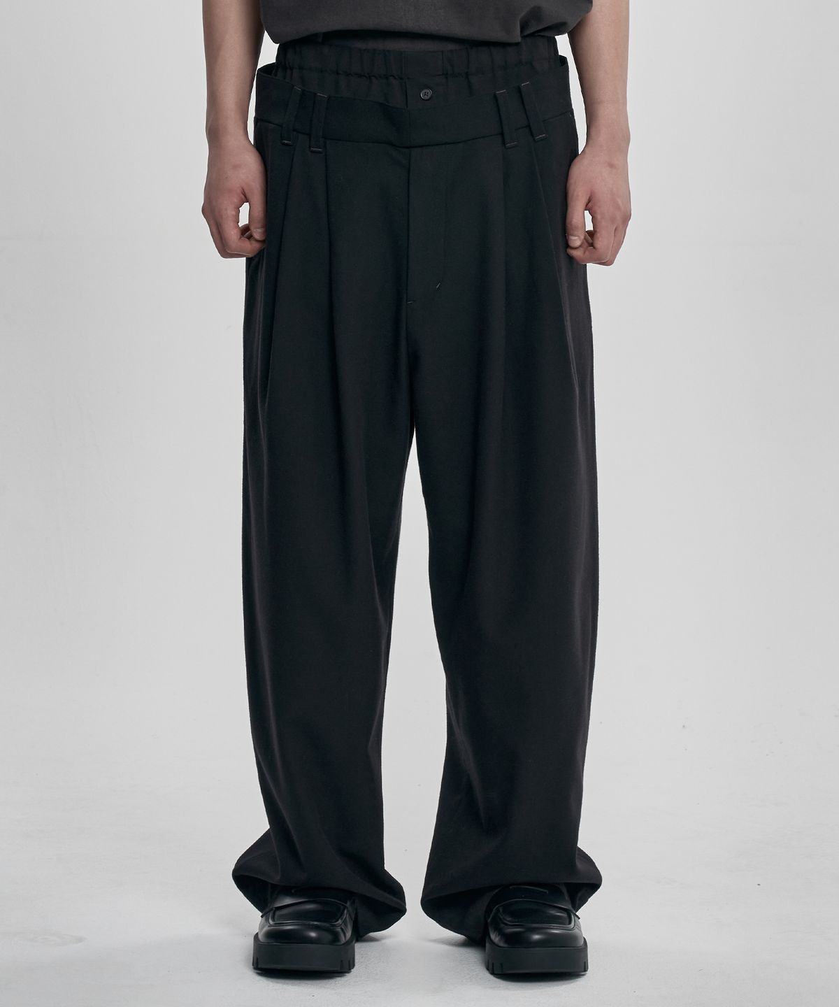 아조바이아조(AJOBYAJO) Double Layered Pants [BLACK]