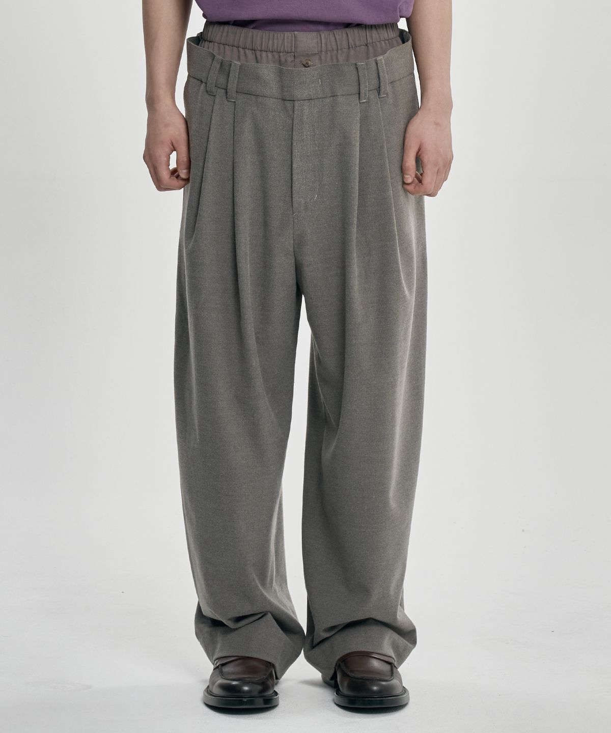 아조바이아조(AJOBYAJO) Double Layered Pants [GREY]
