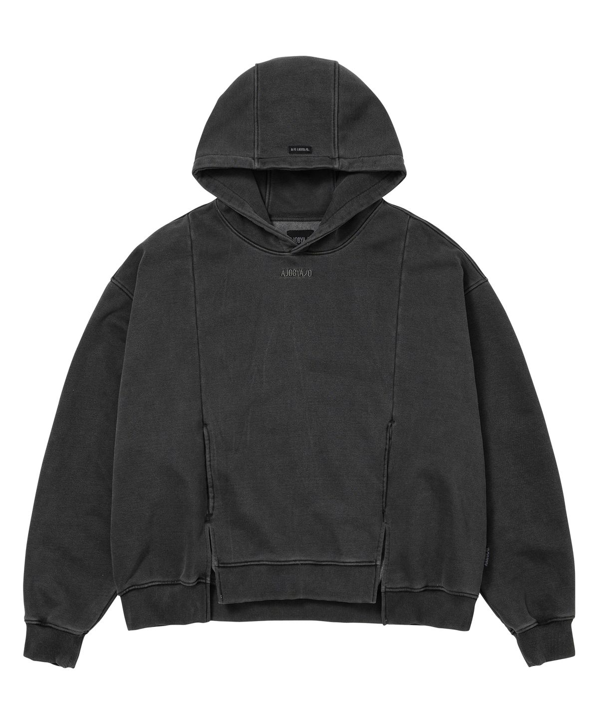 아조바이아조(AJOBYAJO) Twofold Wide Washed Hoodie [CHARCOAL]