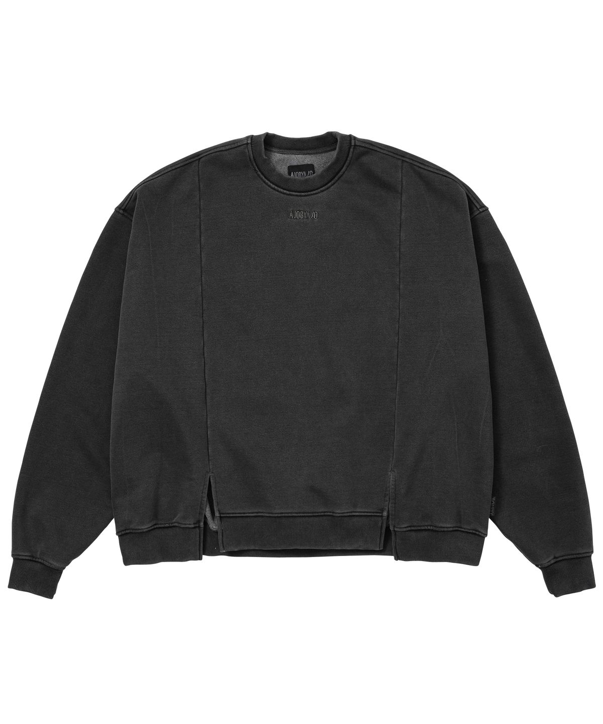 아조바이아조(AJOBYAJO) Twofold Wide Washed Sweatshirt [CHARCOAL]