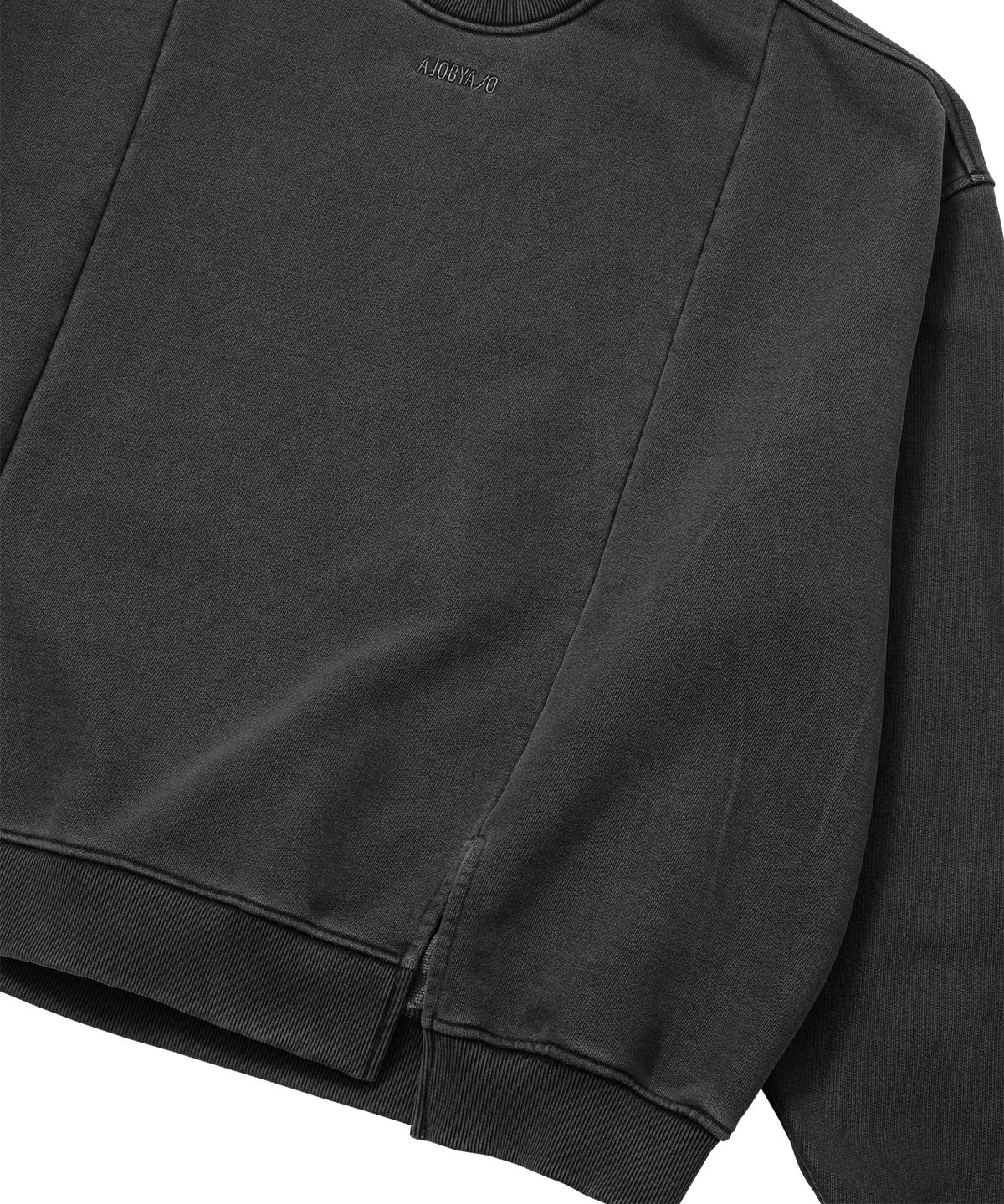 아조바이아조(AJOBYAJO) Twofold Wide Washed Sweatshirt [CHARCOAL]