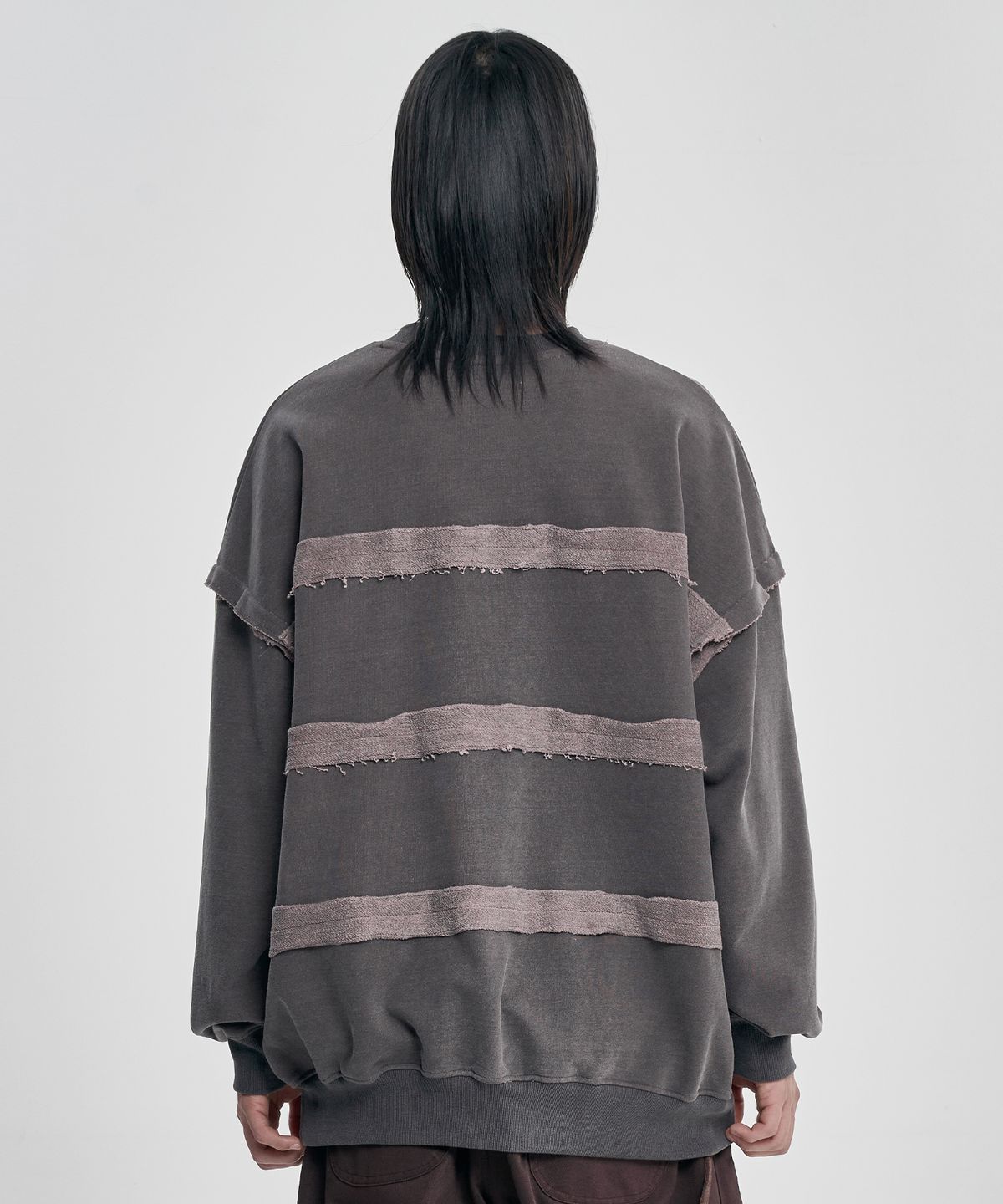 아조바이아조(AJOBYAJO) Inside Out Stripe Sweatshirt [BROWN]