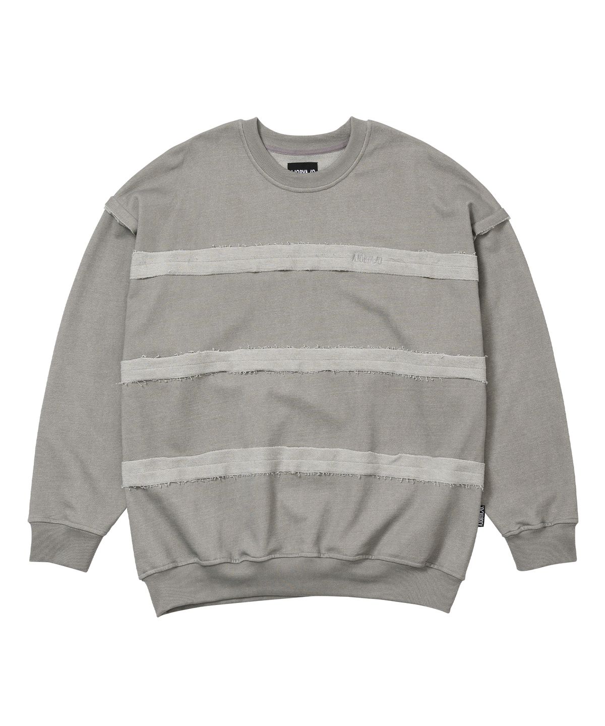 아조바이아조(AJOBYAJO) Inside Out Stripe Sweatshirt [LIGHT GREY]
