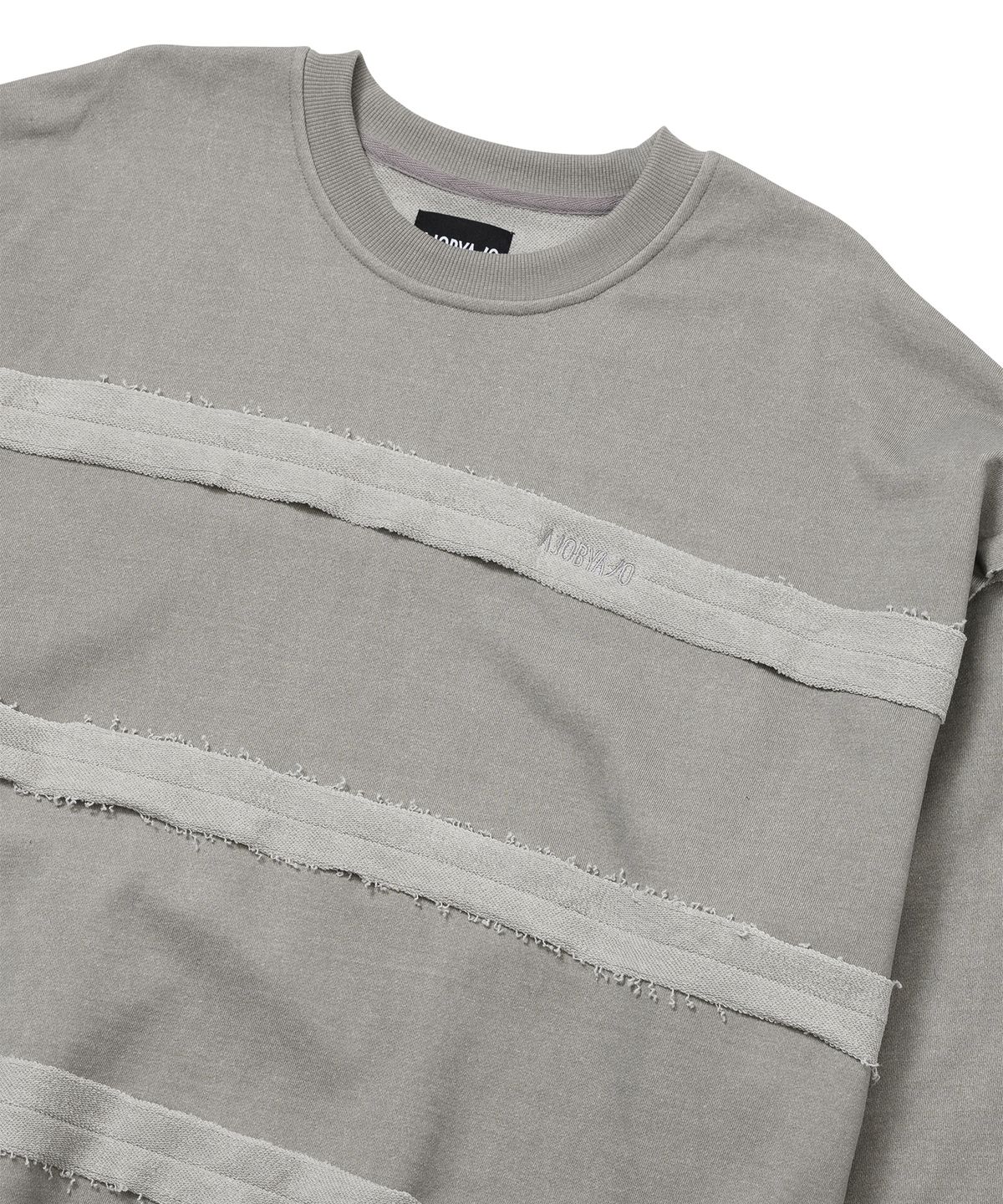 아조바이아조(AJOBYAJO) Inside Out Stripe Sweatshirt [LIGHT GREY]