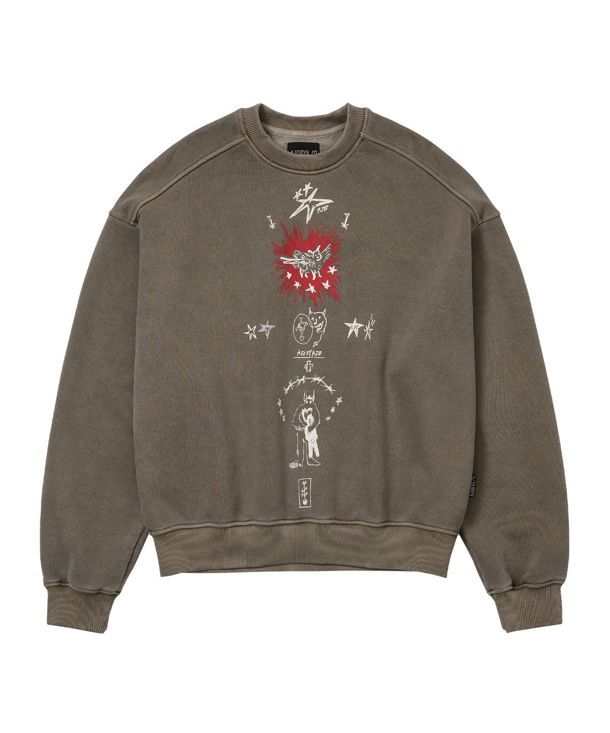 아조바이아조(AJOBYAJO) Blessing Doodle Washed Sweatshirt [BROWN]