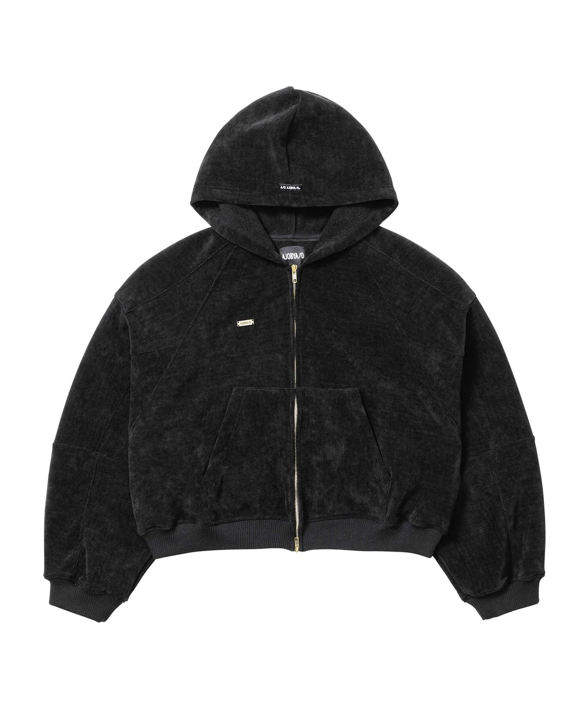아조바이아조(AJOBYAJO) Corduroy Short Zip-Up Hoodie [BLACK]