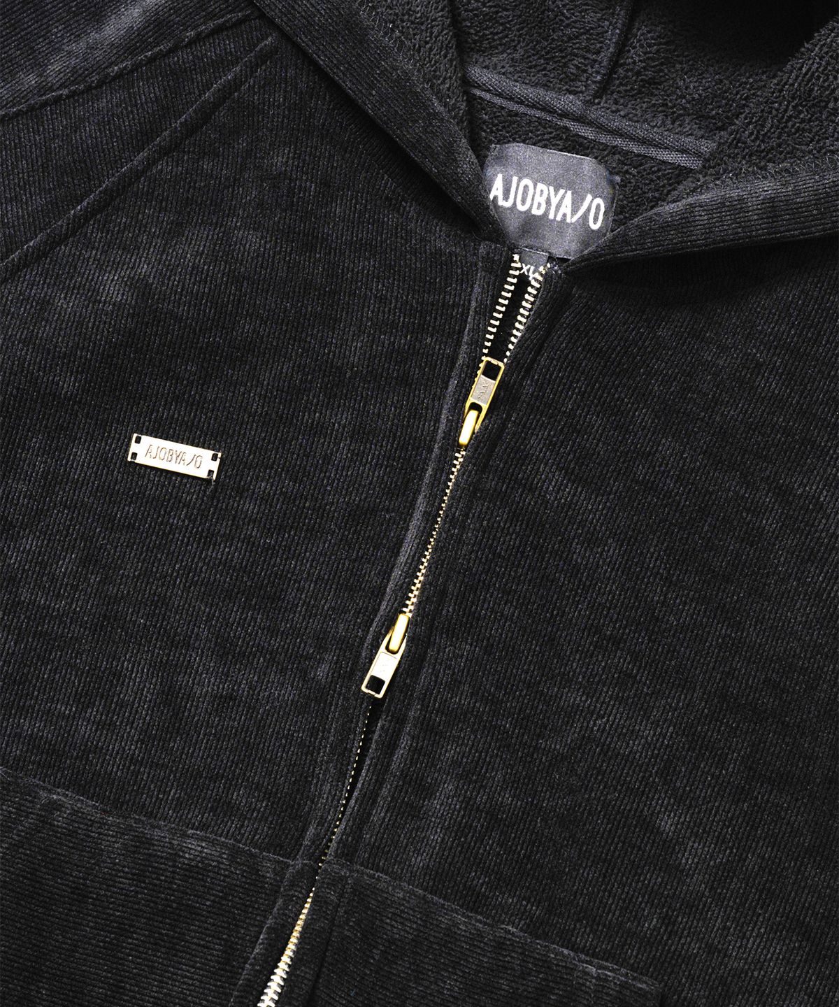 아조바이아조(AJOBYAJO) Corduroy Short Zip-Up Hoodie [BLACK]