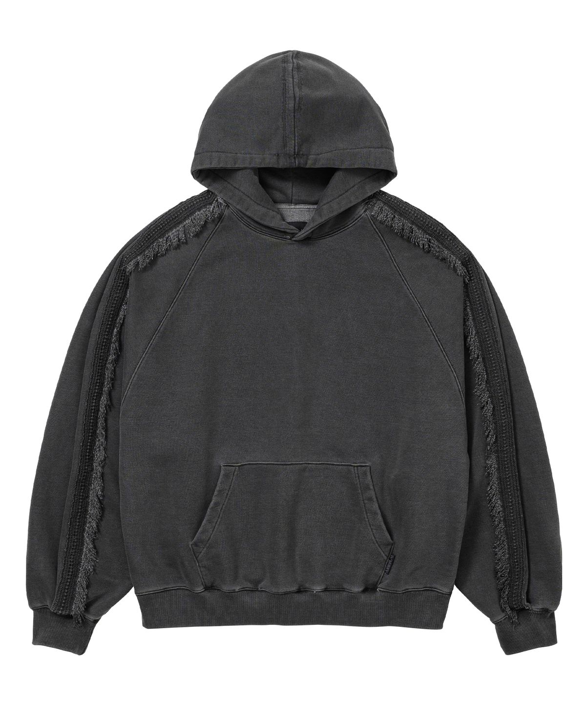 아조바이아조(AJOBYAJO) Raglan Lace Trimming Hoodie [CHARCOAL]