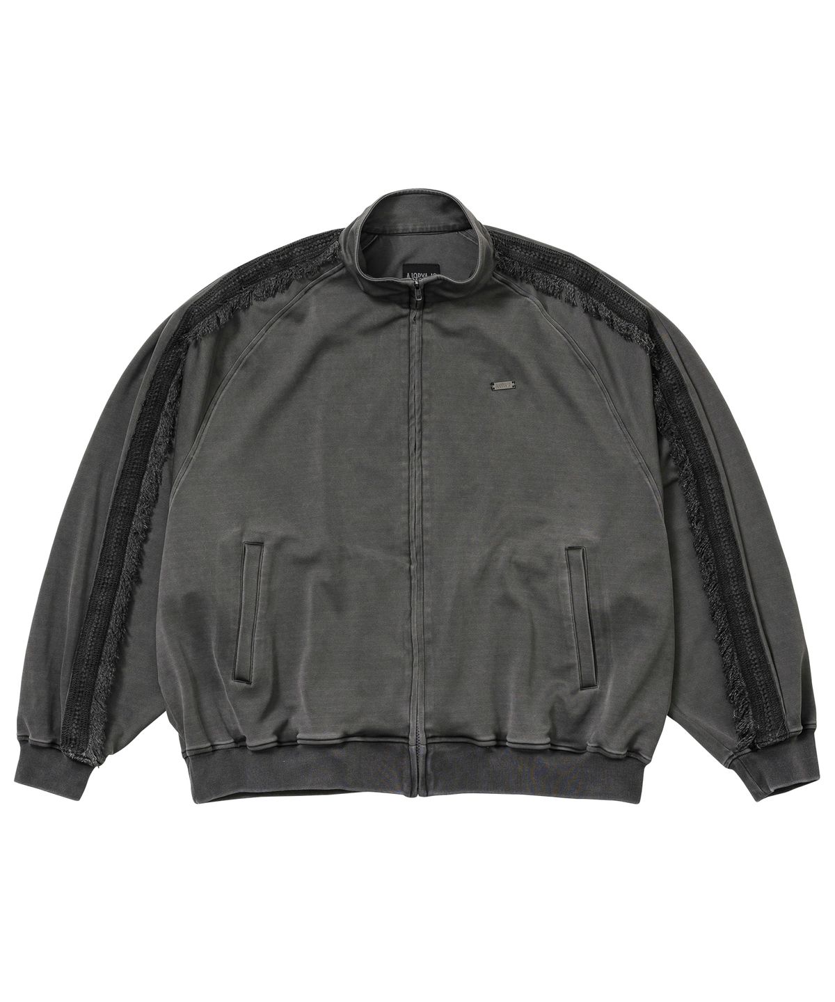 아조바이아조(AJOBYAJO) Lace Trimming Raglan Track Jacket [CHARCOAL]