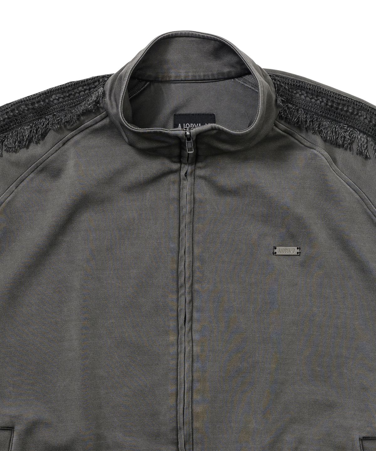 아조바이아조(AJOBYAJO) Lace Trimming Raglan Track Jacket [CHARCOAL]