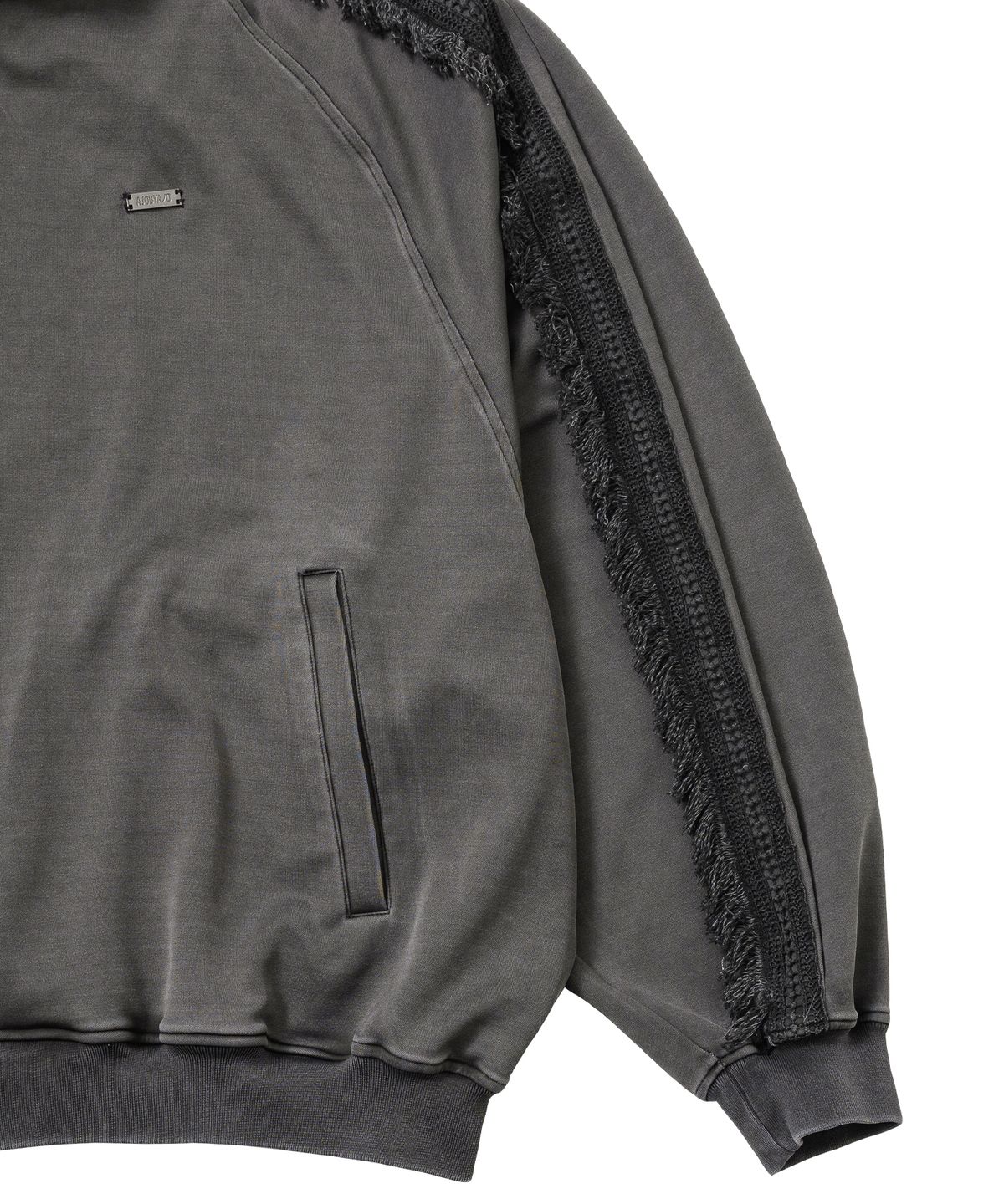 아조바이아조(AJOBYAJO) Lace Trimming Raglan Track Jacket [CHARCOAL]