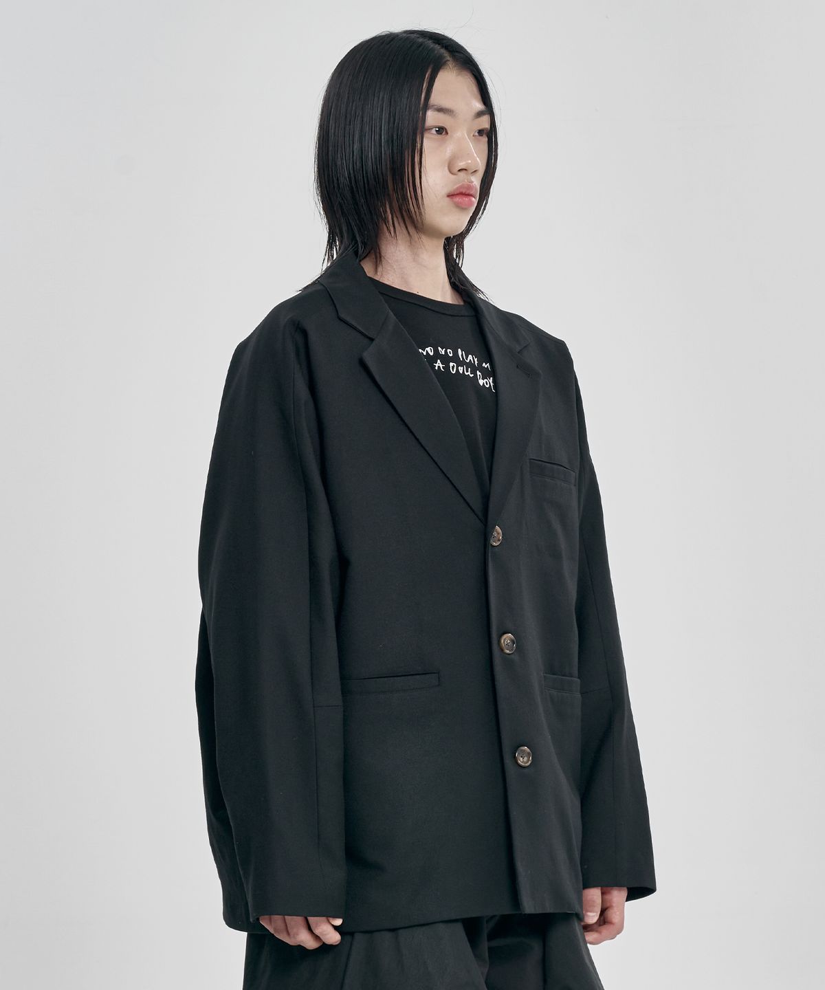 아조바이아조(AJOBYAJO) Wool Blended Batwing Jacket [BLACK]