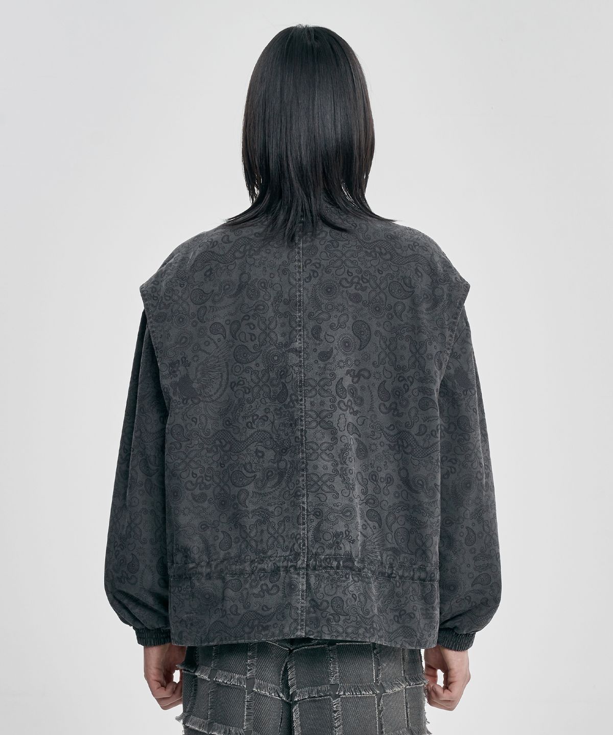 아조바이아조(AJOBYAJO) Vintage Washed Paisley String Jacket [CHARCOAL]