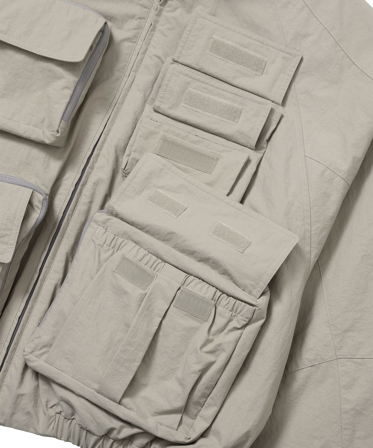 아조바이아조(AJOBYAJO) Cargo Nylon Short Jacket [LIGHT GREY]