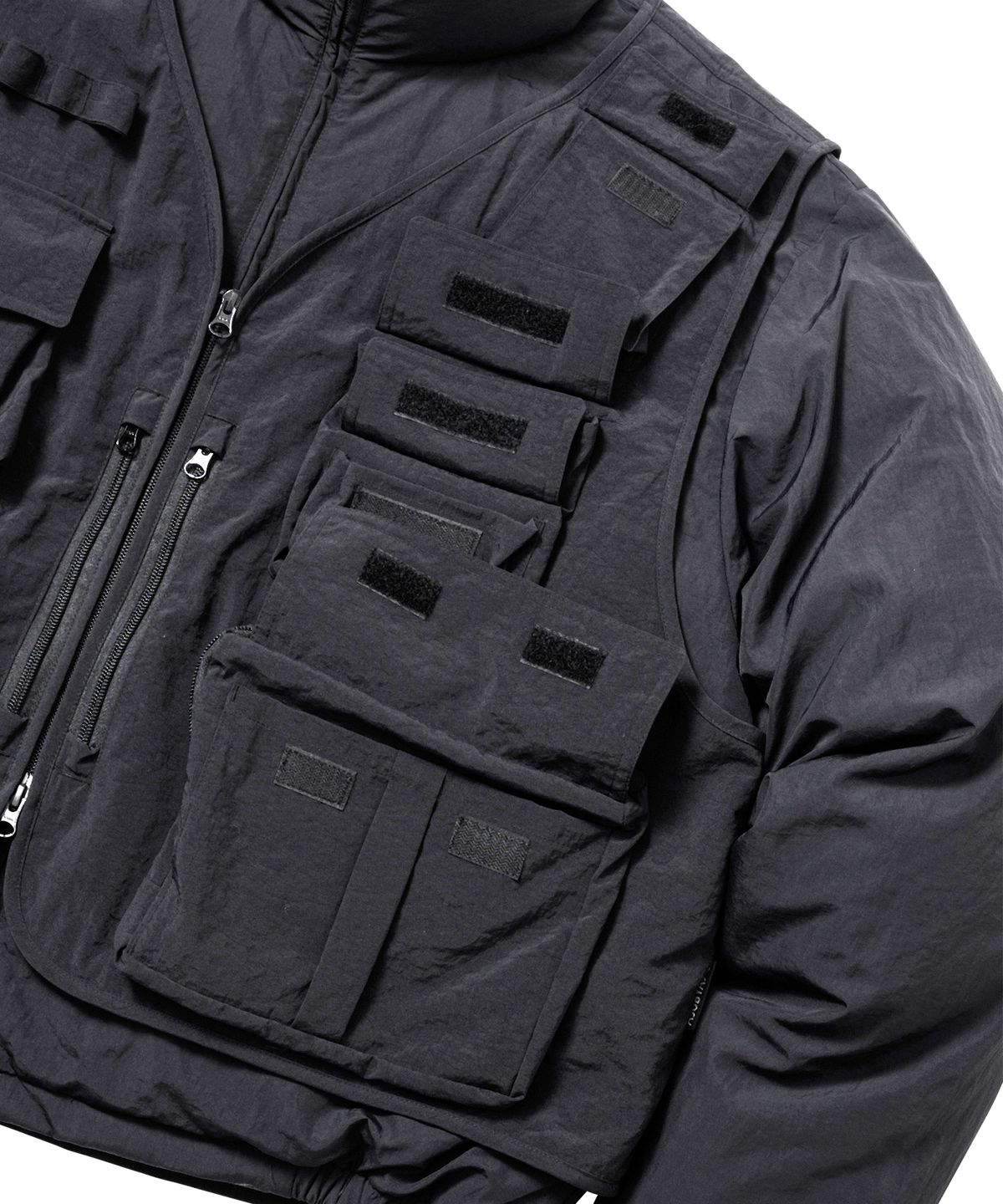 아조바이아조(AJOBYAJO) Cargo Vest Layered Padded Jacket [BLACK]