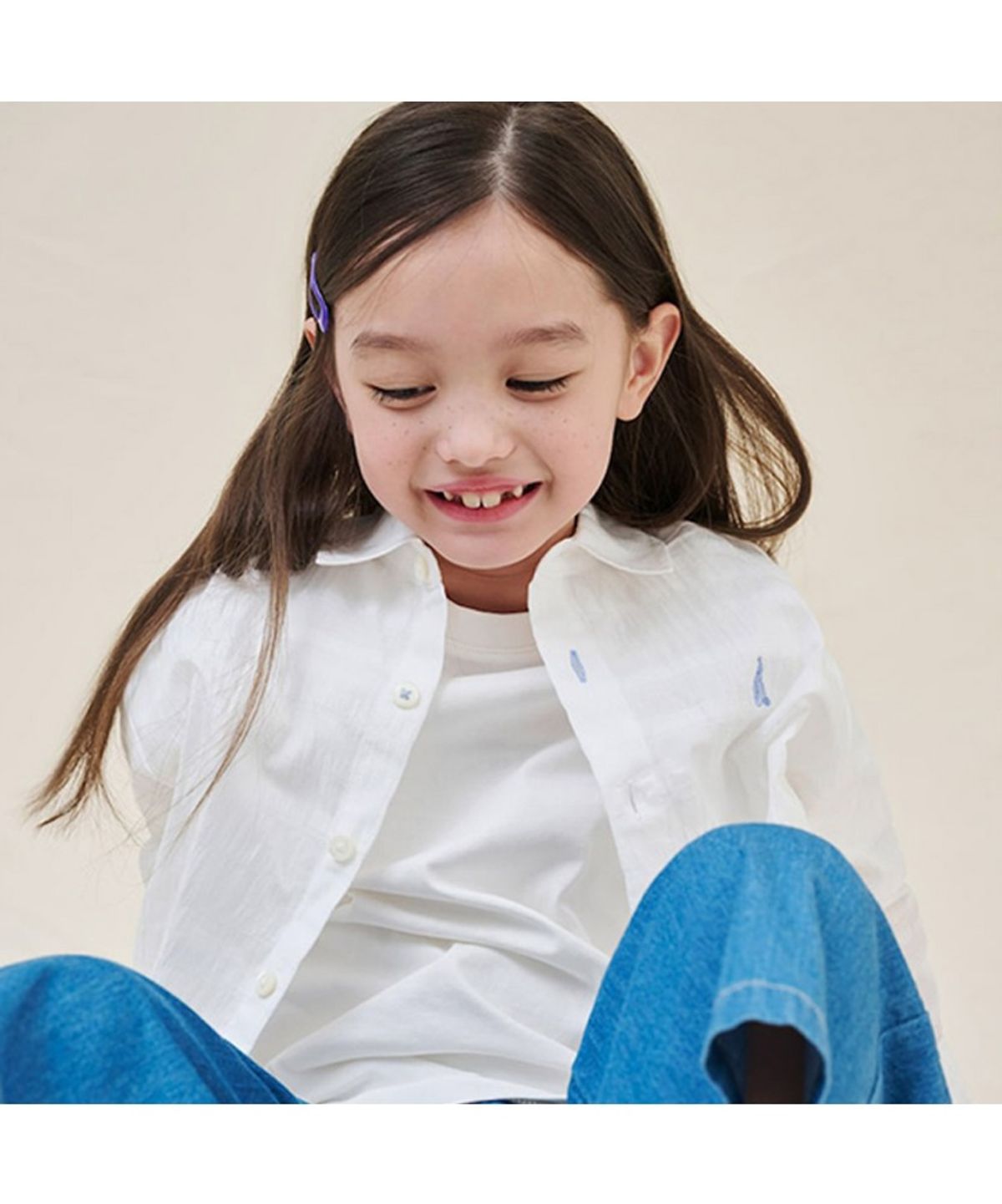 빈폴 키즈(BEANPOLE KIDS) 오버핏 시어 셔츠  화이트 (BI5764U901) (BI5764U901) (BI5764U901)