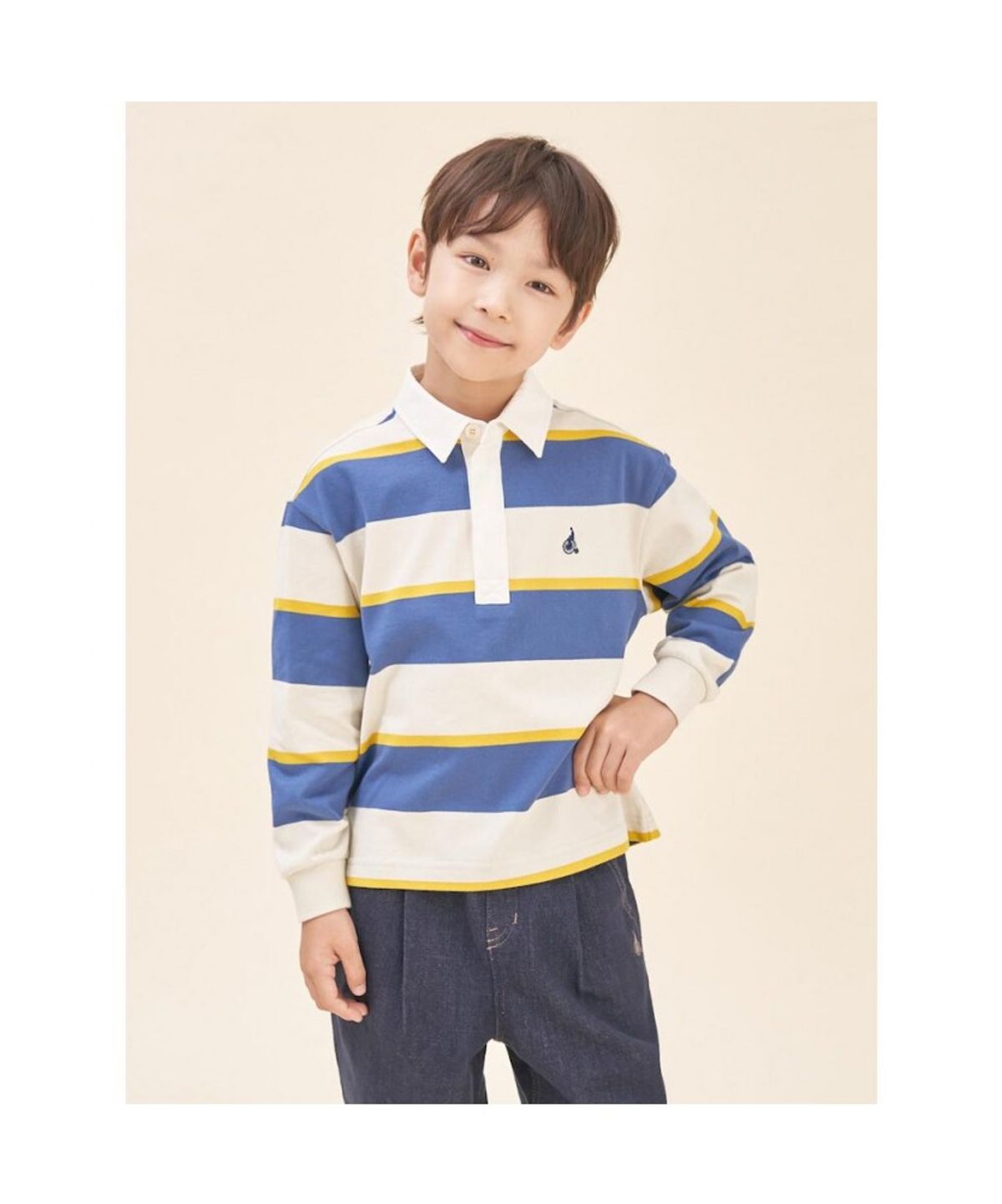 빈폴 키즈(BEANPOLE KIDS) 스트라이프 럭비 긴팔 티셔츠  아이보리 (BI5841U020) (BI5841U020) (BI5841U020)